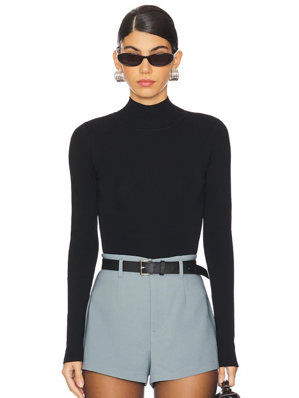 All The Ways Revolve Amerie Black Long Sleeve Mock Turtleneck Bodysuit M NWT